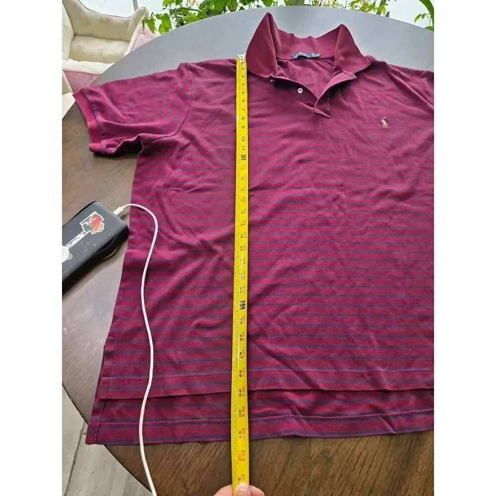 Polo Ralph Lauren 4XB‎ Big Grand Burgundy & Blue Striped Short Sleeve Polo Shirt